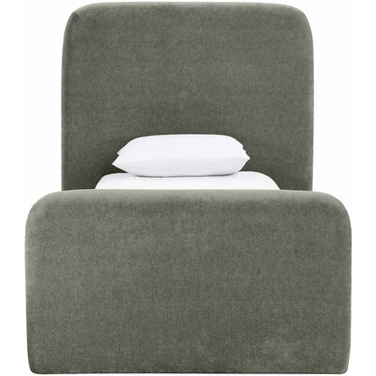 Fira Green Chenille Fabric Upholstered Twin Bed