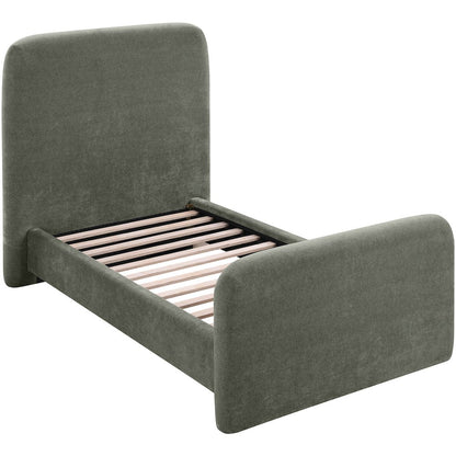 Fira Green Chenille Fabric Upholstered Twin Bed