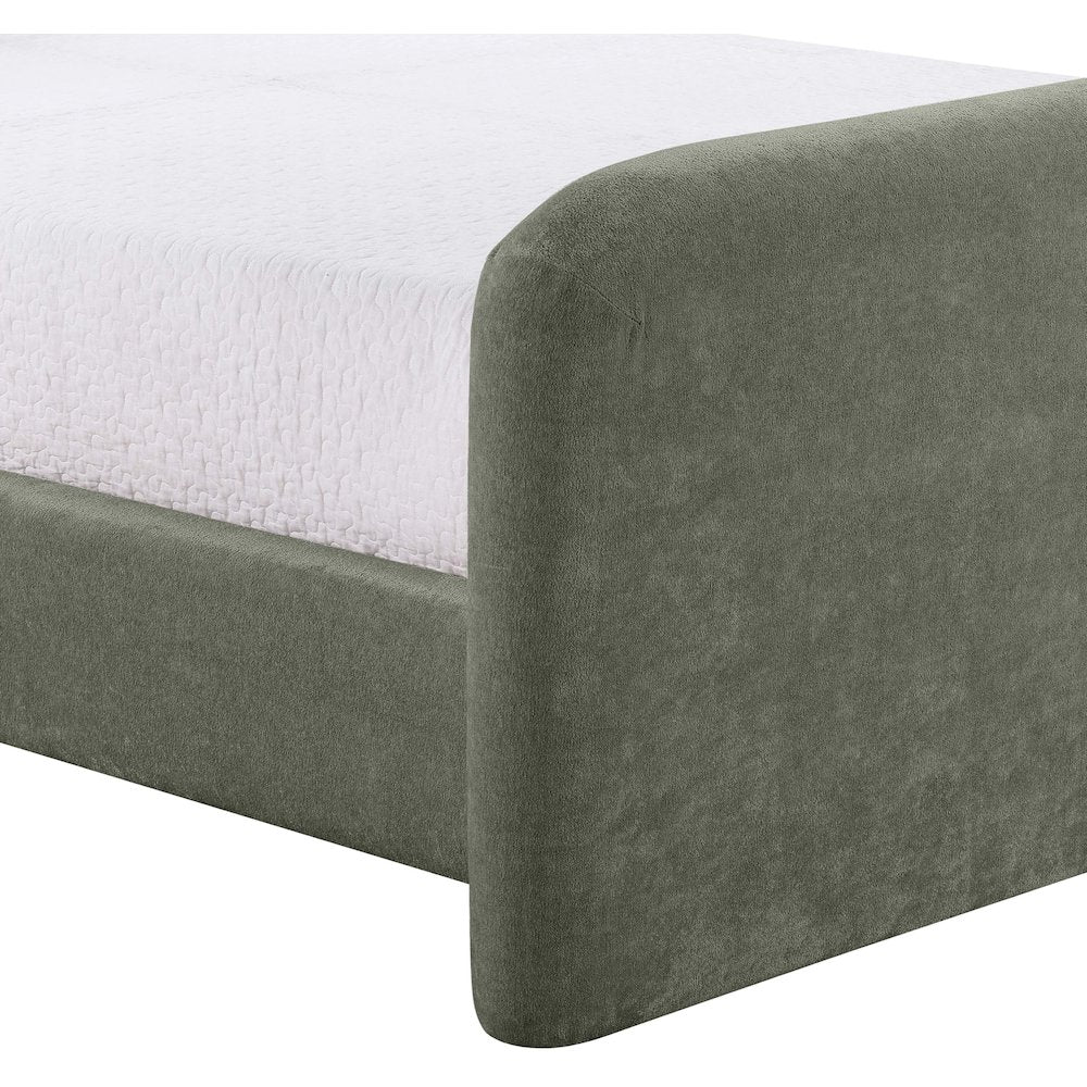 Fira Green Chenille Fabric Upholstered Twin Bed