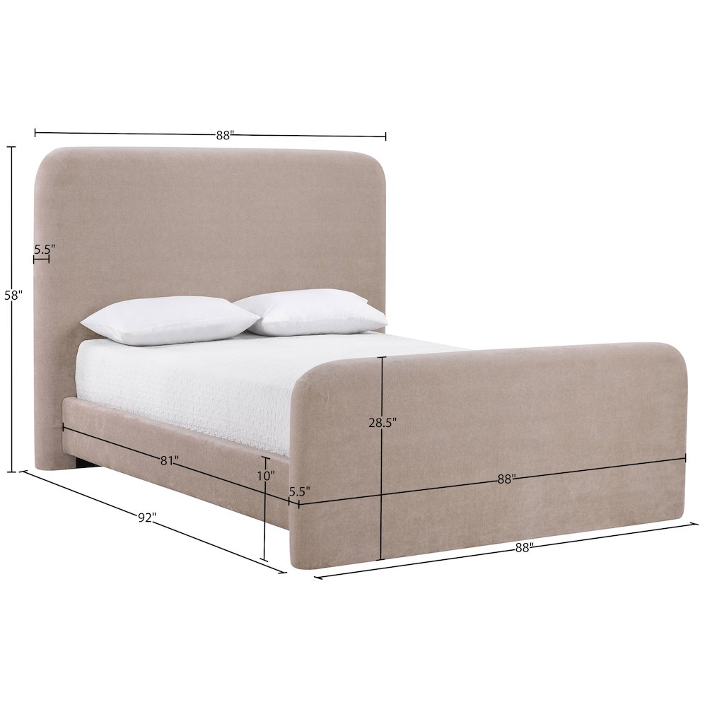 Fira Taupe Chenille Fabric Upholstered King Bed