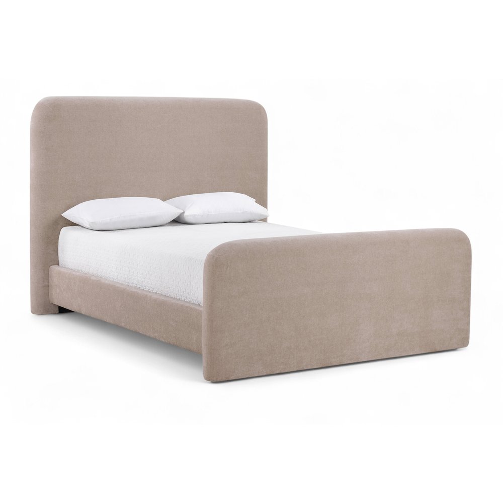 Fira Taupe Chenille Fabric Upholstered King Bed