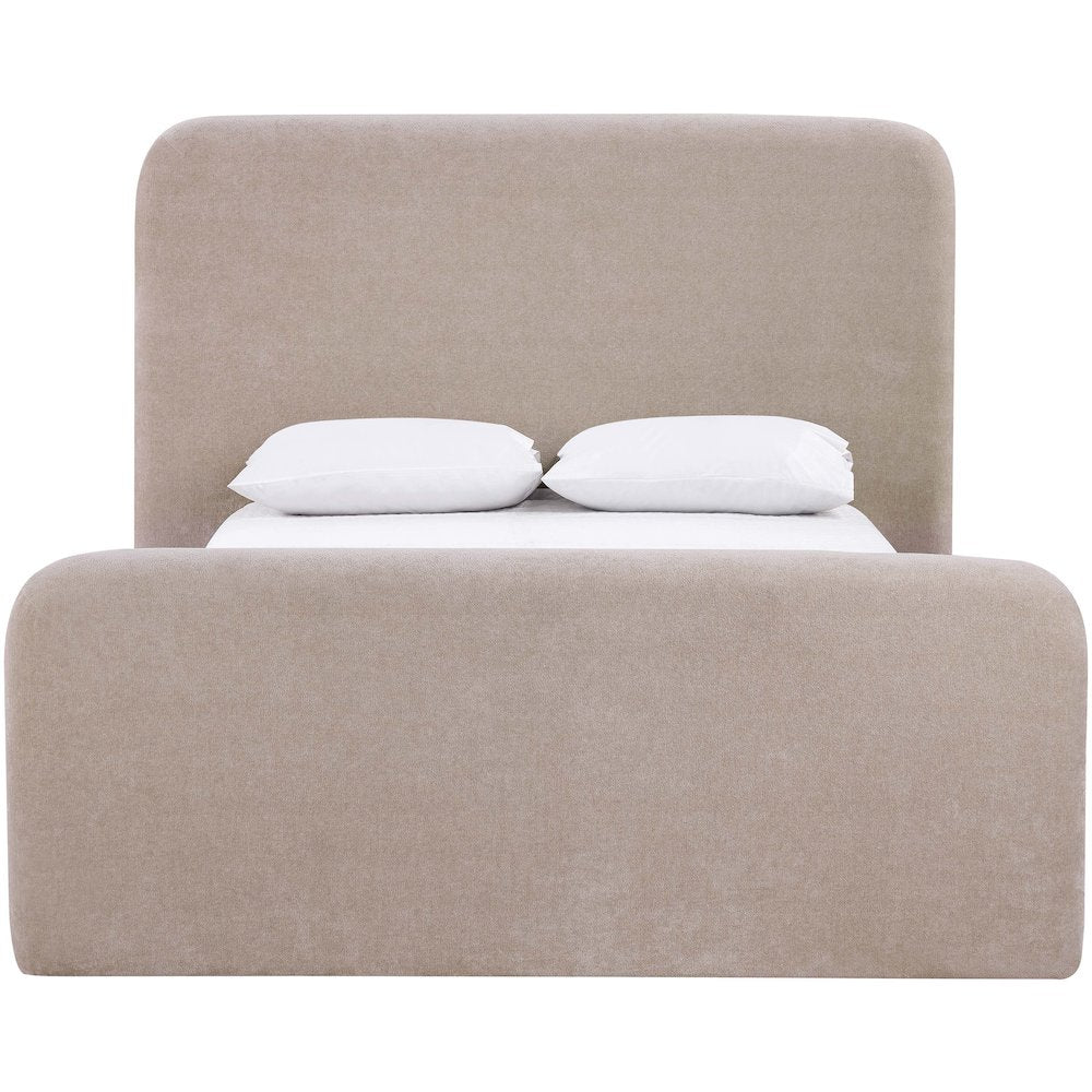 Fira Taupe Chenille Fabric Upholstered King Bed