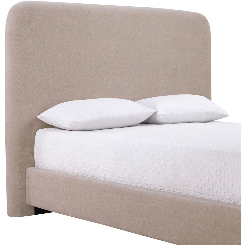 Fira Taupe Chenille Fabric Upholstered King Bed