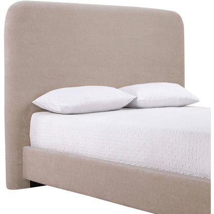 Fira Taupe Chenille Fabric Upholstered King Bed