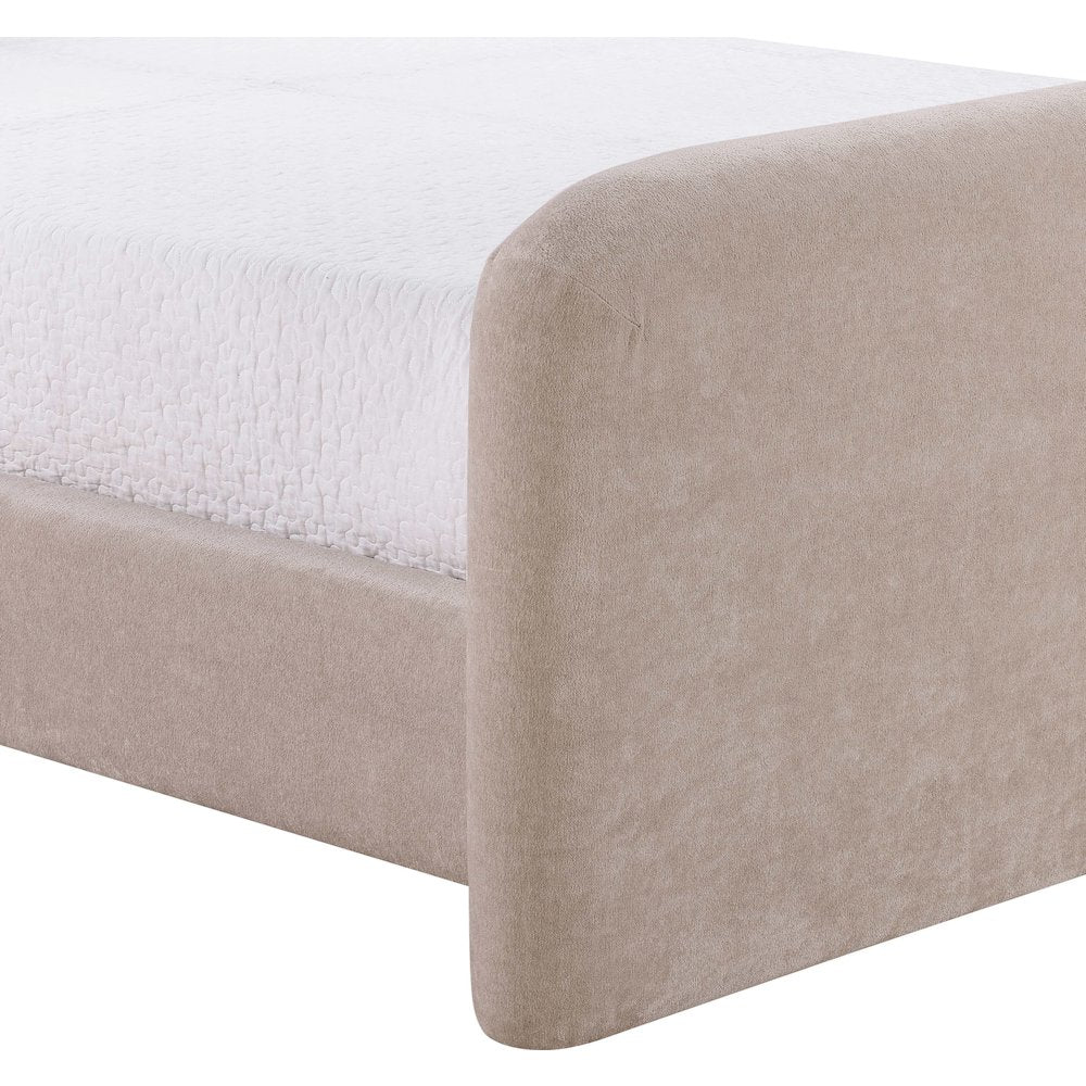 Fira Taupe Chenille Fabric Upholstered King Bed