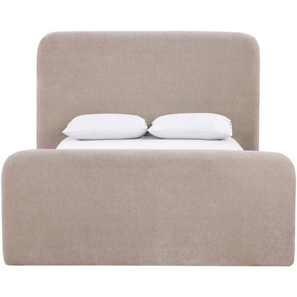 Fira Taupe Chenille Fabric Upholstered Queen Bed