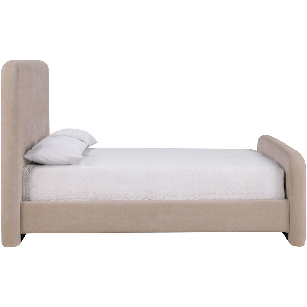 Fira Taupe Chenille Fabric Upholstered Queen Bed