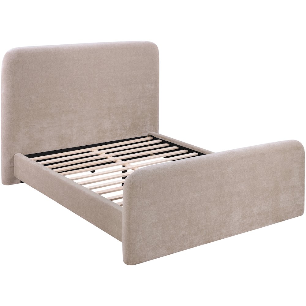 Fira Taupe Chenille Fabric Upholstered Queen Bed