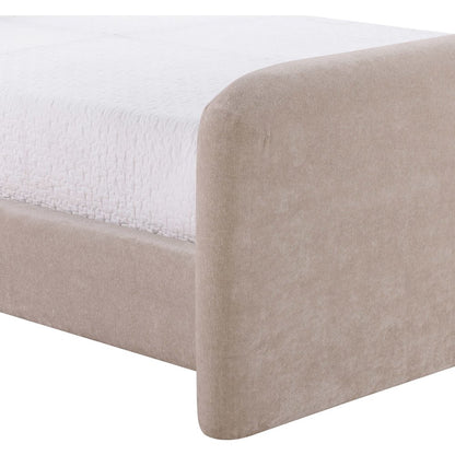 Fira Taupe Chenille Fabric Upholstered Queen Bed