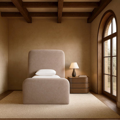 Fira Taupe Chenille Fabric Upholstered Twin Bed