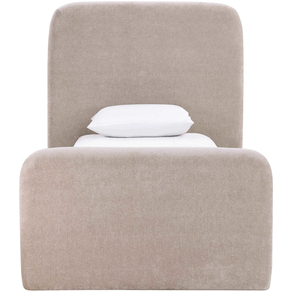 Fira Taupe Chenille Fabric Upholstered Twin Bed