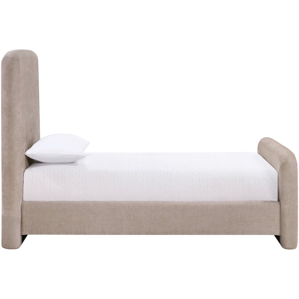 Fira Taupe Chenille Fabric Upholstered Twin Bed