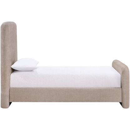 Fira Taupe Chenille Fabric Upholstered Twin Bed