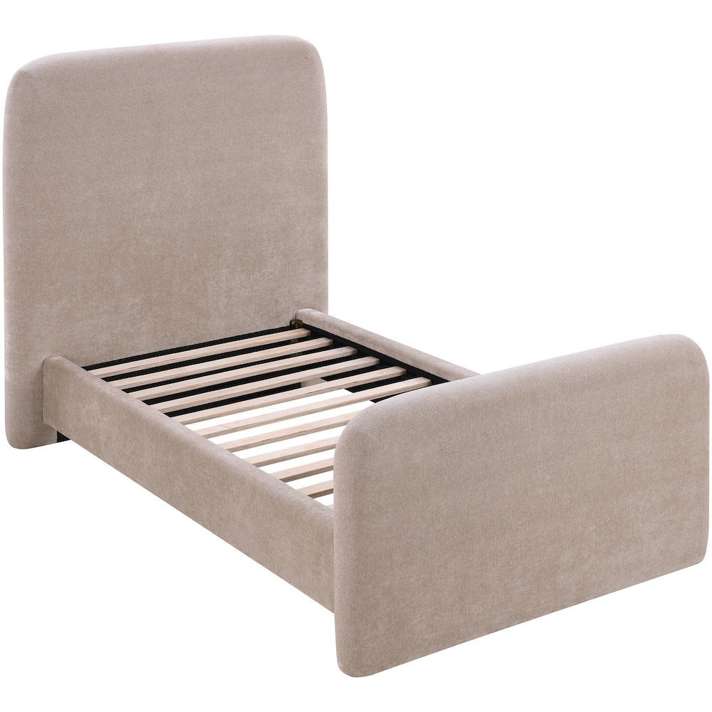 Fira Taupe Chenille Fabric Upholstered Twin Bed
