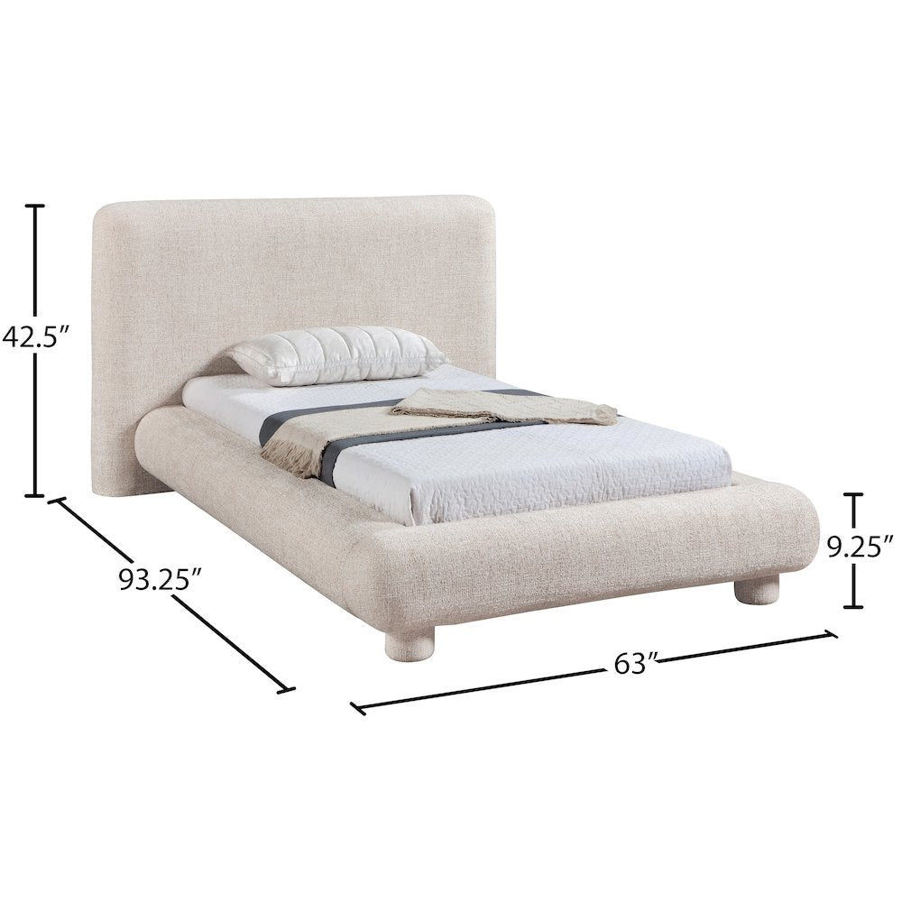 Blair Beige Fabric Upholstered Twin Bed