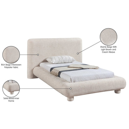 Blair Beige Fabric Upholstered Twin Bed