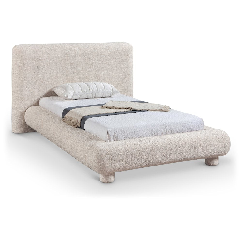 Blair Beige Fabric Upholstered Twin Bed