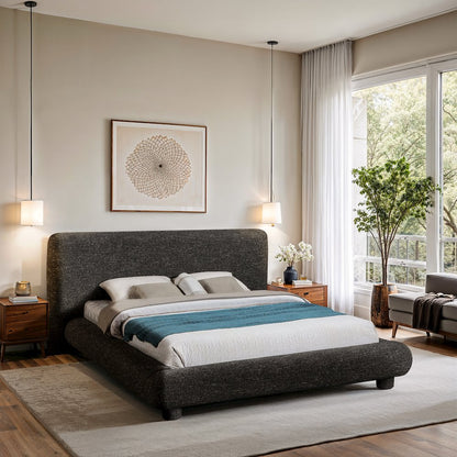 Blair Black Fabric Upholstered Queen Bed