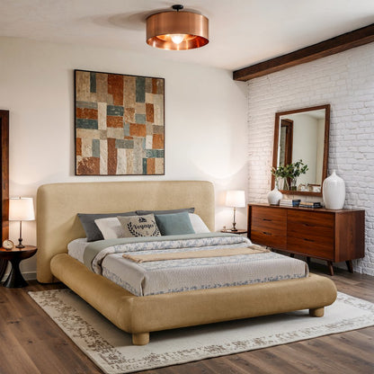 Blair Beige Chenille Fabric Upholstered King Bed