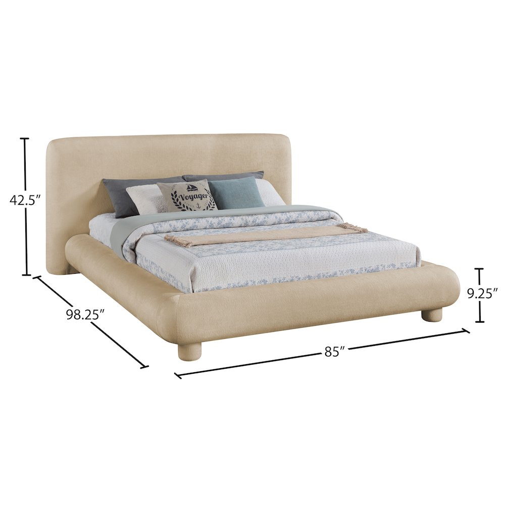 Blair Beige Chenille Fabric Upholstered Queen Bed
