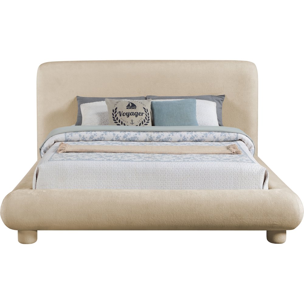 Blair Beige Chenille Fabric Upholstered Queen Bed