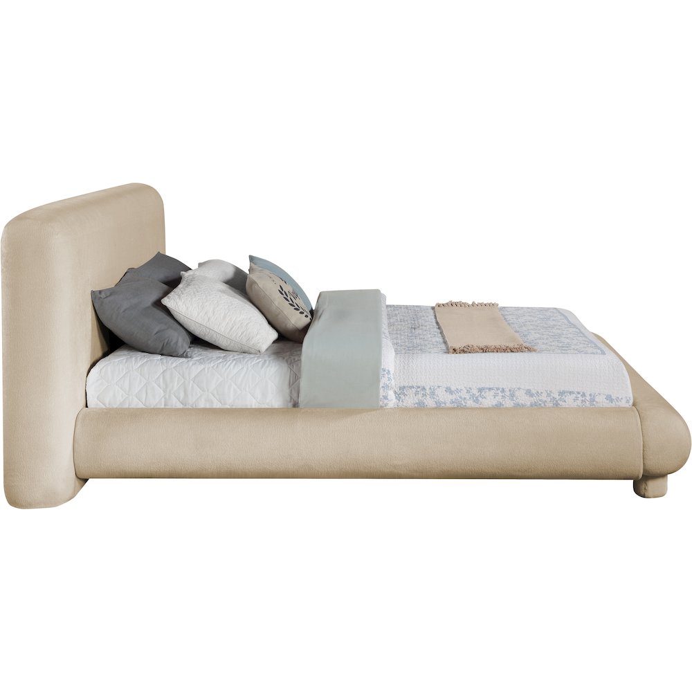Blair Beige Chenille Fabric Upholstered Queen Bed
