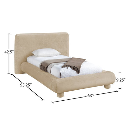 Blair Beige Chenille Fabric Upholstered Twin Bed