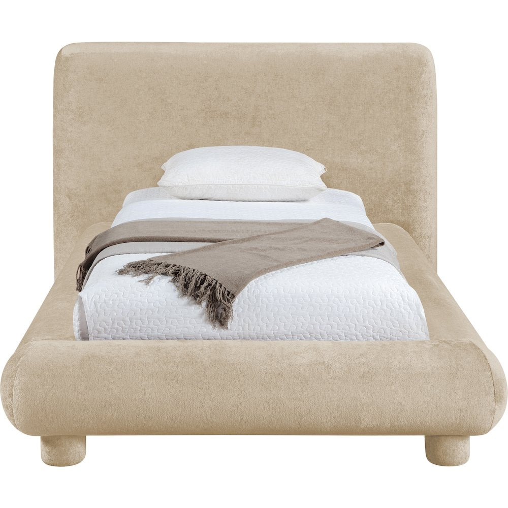 Blair Beige Chenille Fabric Upholstered Twin Bed