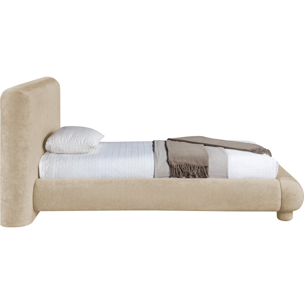 Blair Beige Chenille Fabric Upholstered Twin Bed