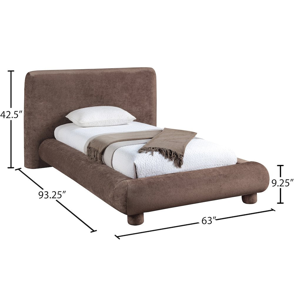Blair Brown Chenille Fabric Upholstered Twin Bed