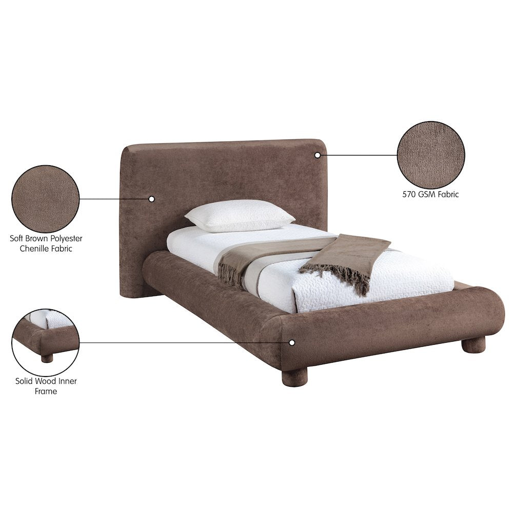Blair Brown Chenille Fabric Upholstered Twin Bed
