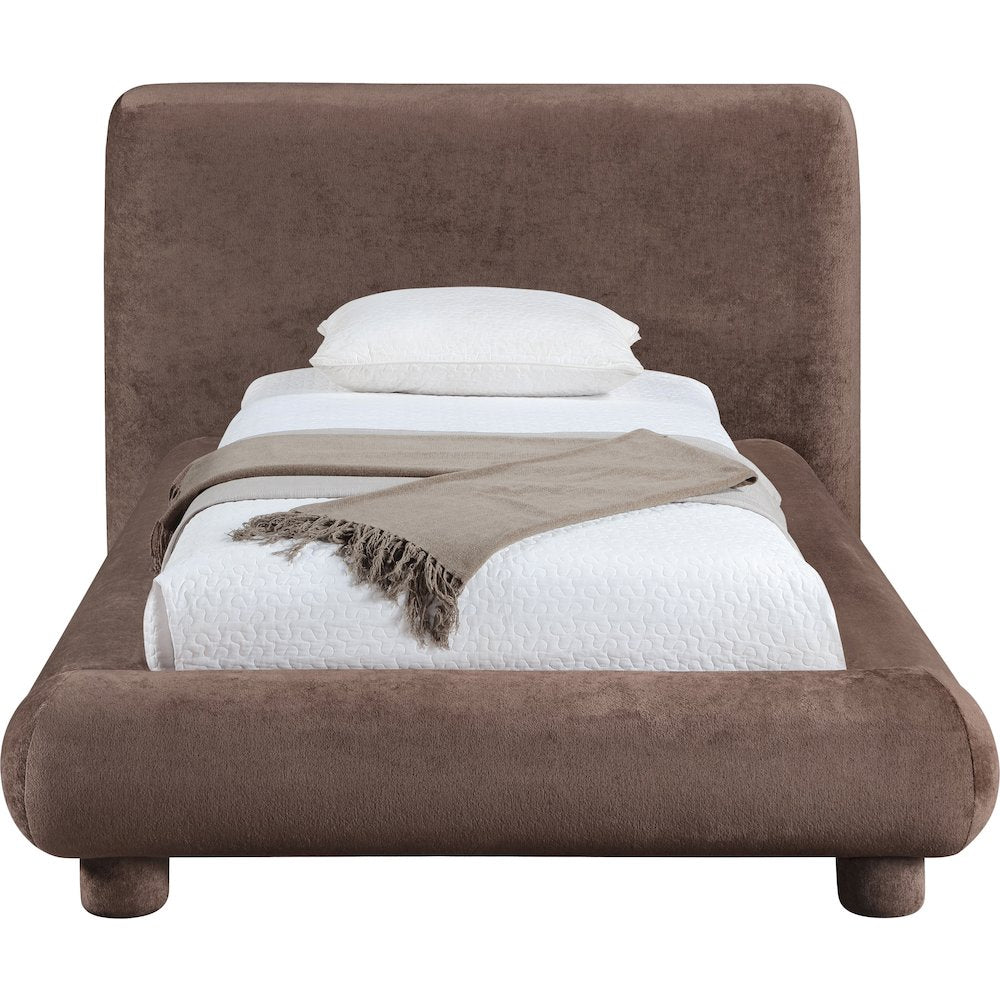 Blair Brown Chenille Fabric Upholstered Twin Bed