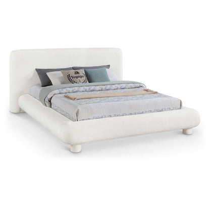 Blair Cream Chenille Fabric Upholstered King Bed