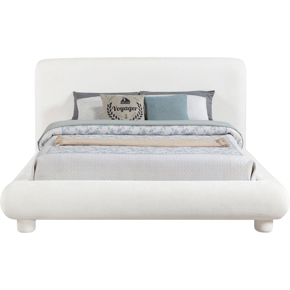 Blair Cream Chenille Fabric Upholstered King Bed