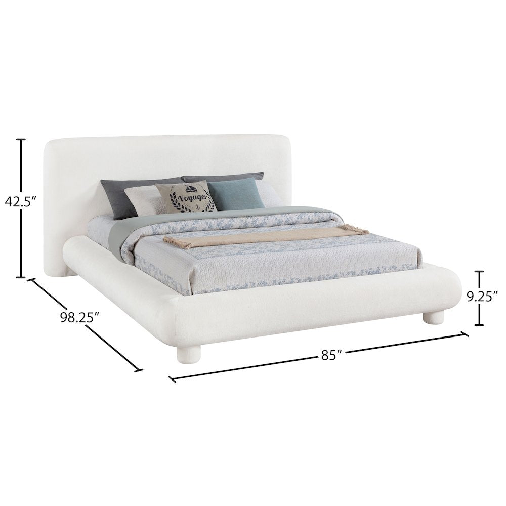 Blair Cream Chenille Fabric Upholstered Queen Bed