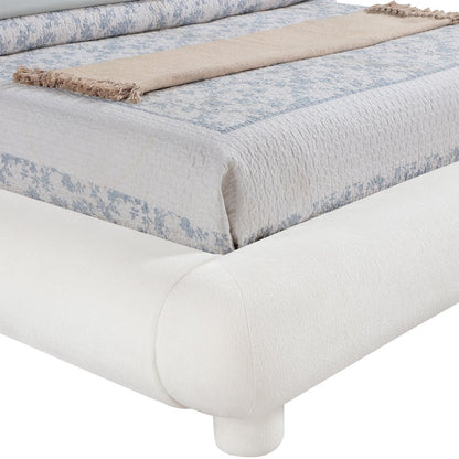 Blair Cream Chenille Fabric Upholstered Queen Bed