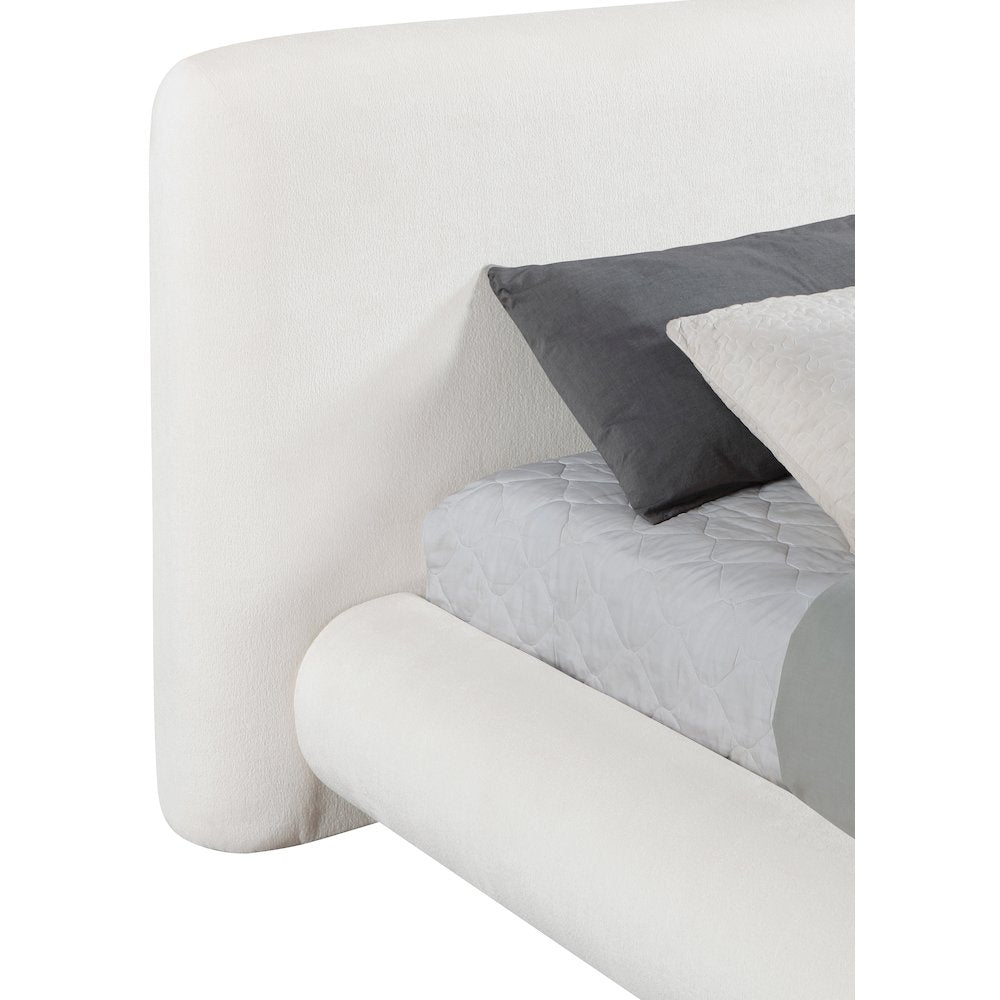 Blair Cream Chenille Fabric Upholstered Queen Bed