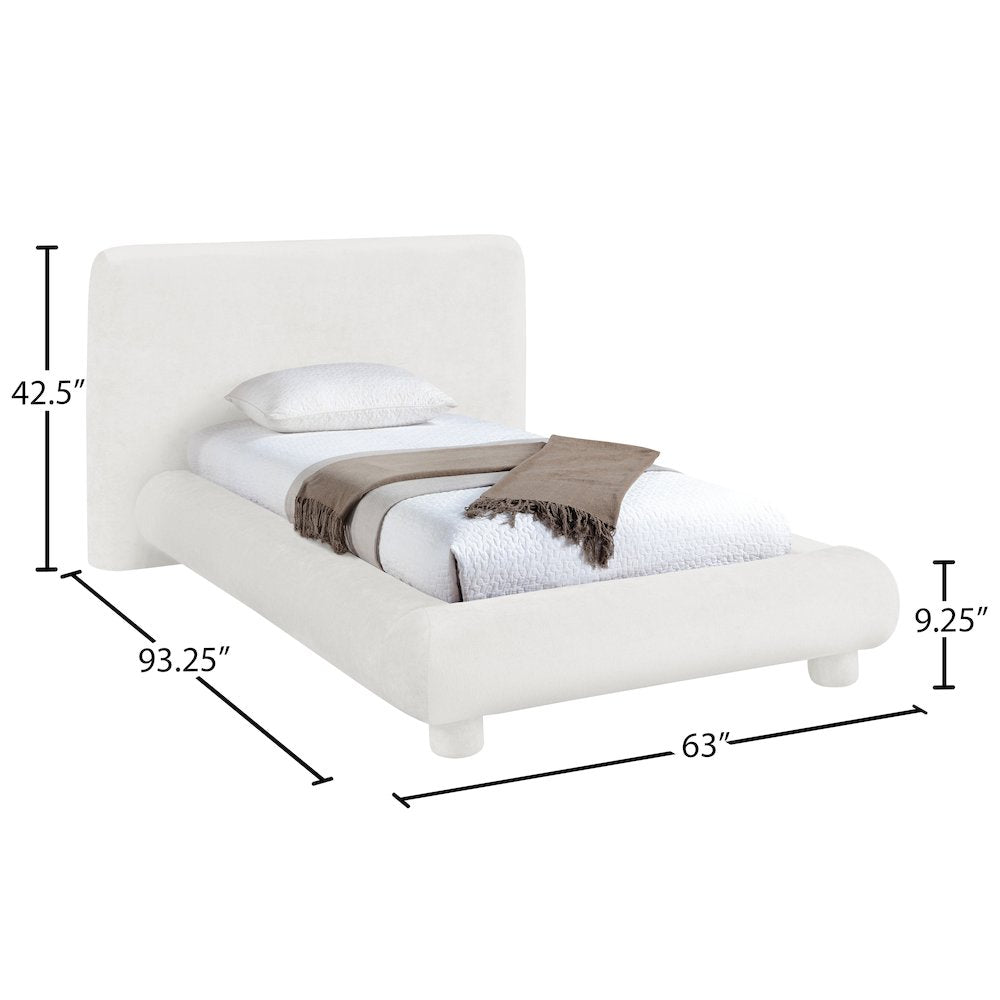 Blair Cream Chenille Fabric Upholstered Twin Bed