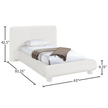Blair Cream Chenille Fabric Upholstered Twin Bed