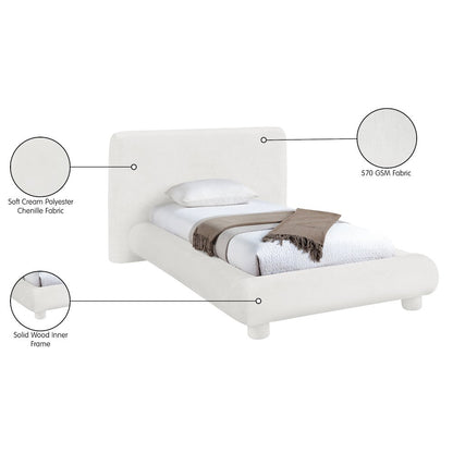 Blair Cream Chenille Fabric Upholstered Twin Bed