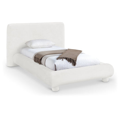 Blair Cream Chenille Fabric Upholstered Twin Bed