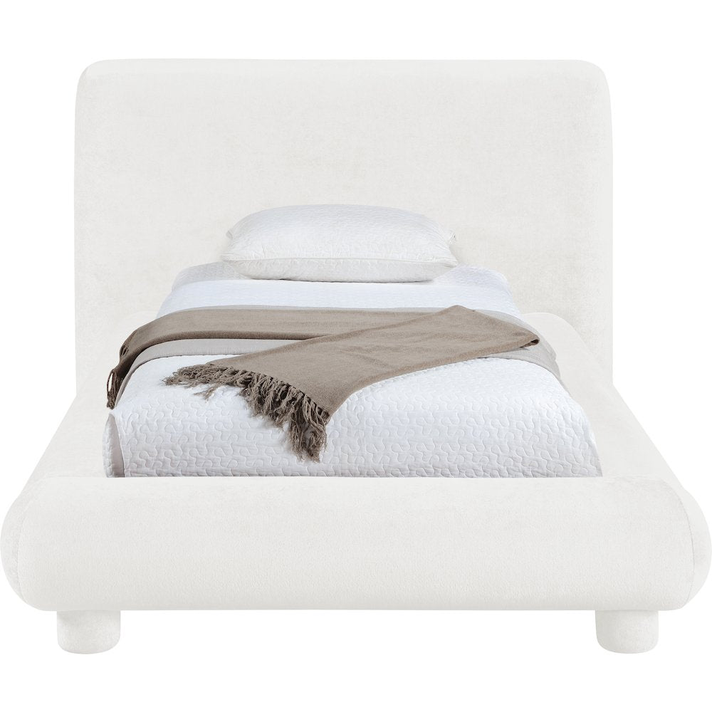 Blair Cream Chenille Fabric Upholstered Twin Bed