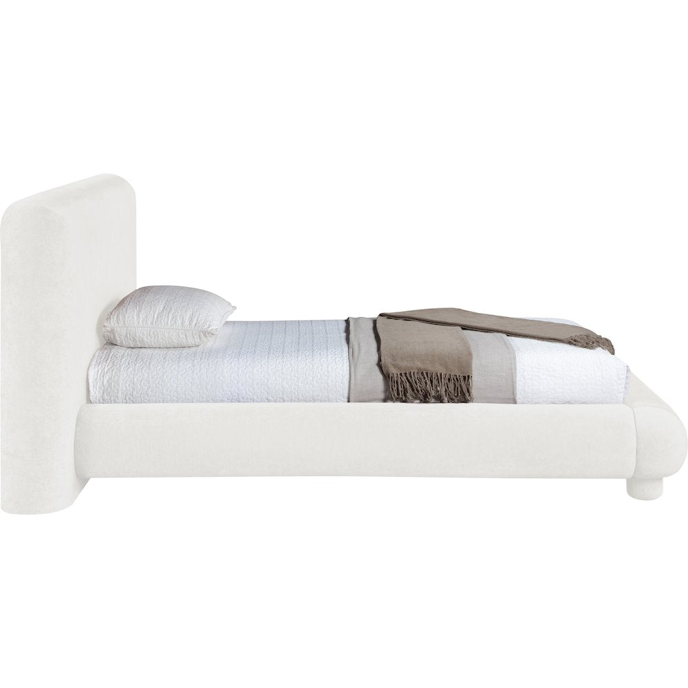 Blair Cream Chenille Fabric Upholstered Twin Bed