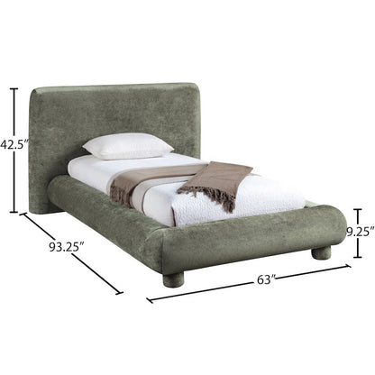 Blair Green Chenille Fabric Upholstered Twin Bed