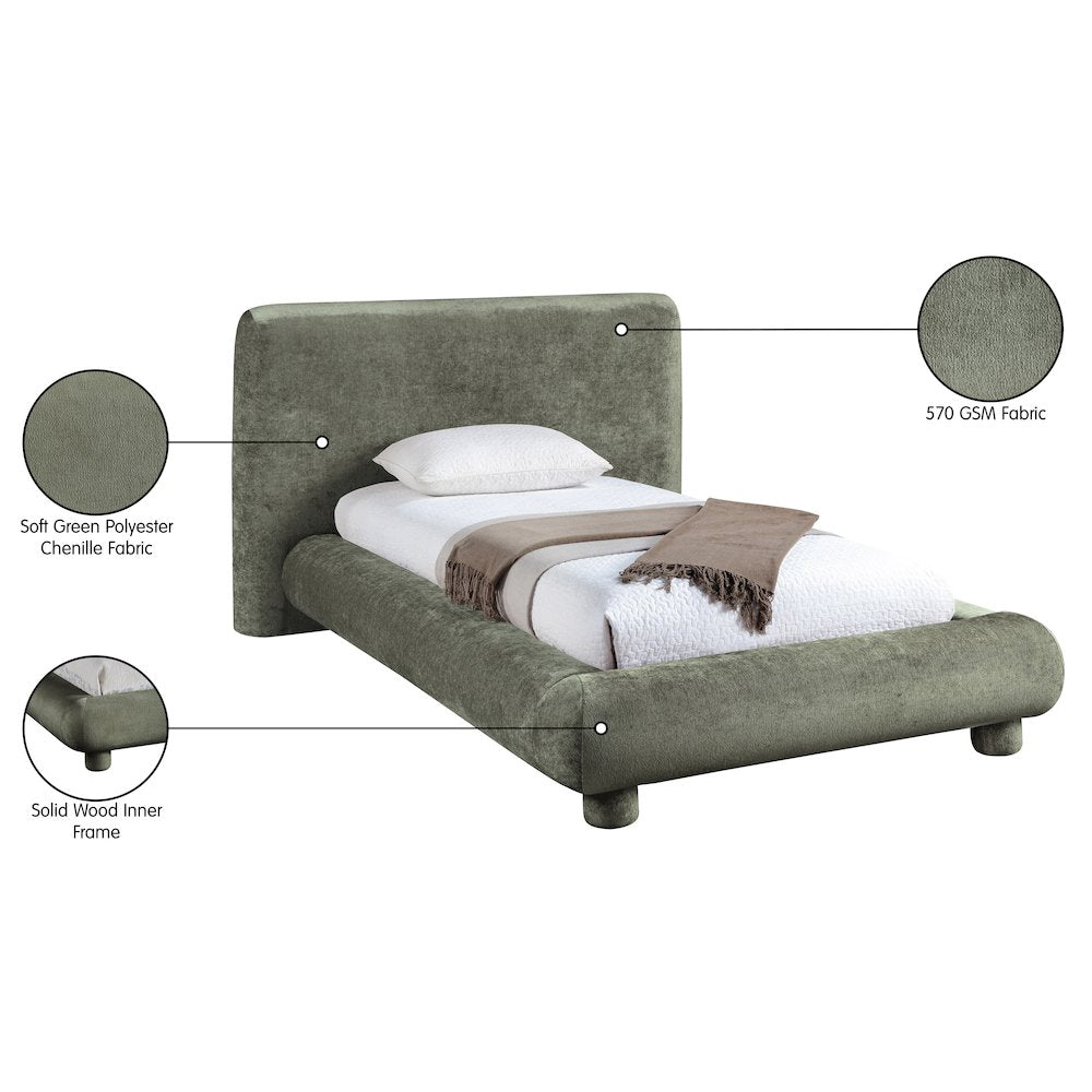 Blair Green Chenille Fabric Upholstered Twin Bed