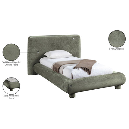 Blair Green Chenille Fabric Upholstered Twin Bed