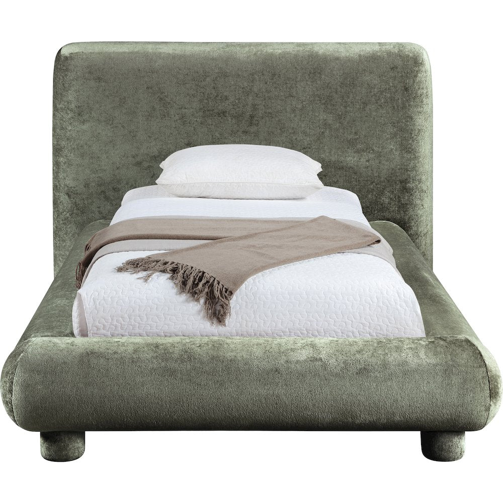 Blair Green Chenille Fabric Upholstered Twin Bed