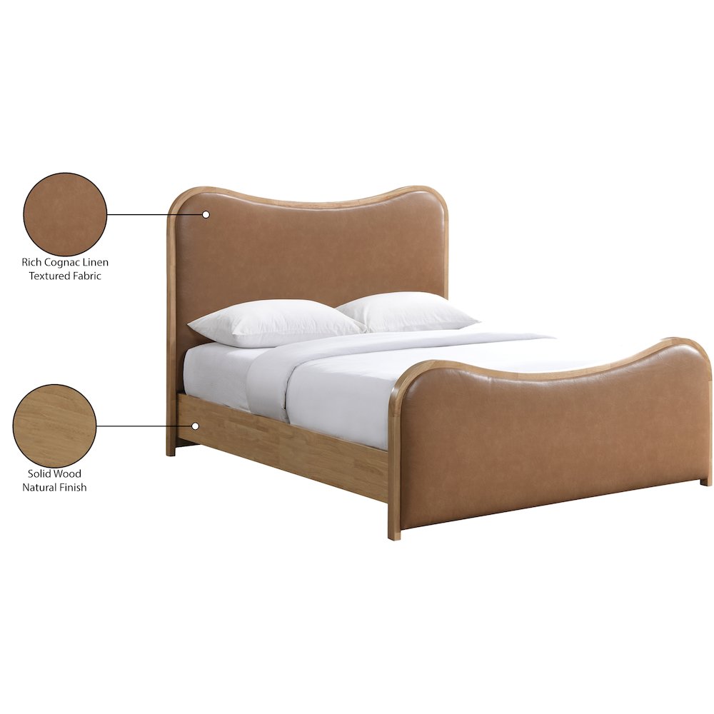 Arvada Cognac Vegan Leather Upholstered Full Bed (3 Boxes)