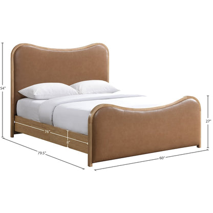 Arvada Cognac Vegan Leather Upholstered Full Bed (3 Boxes)