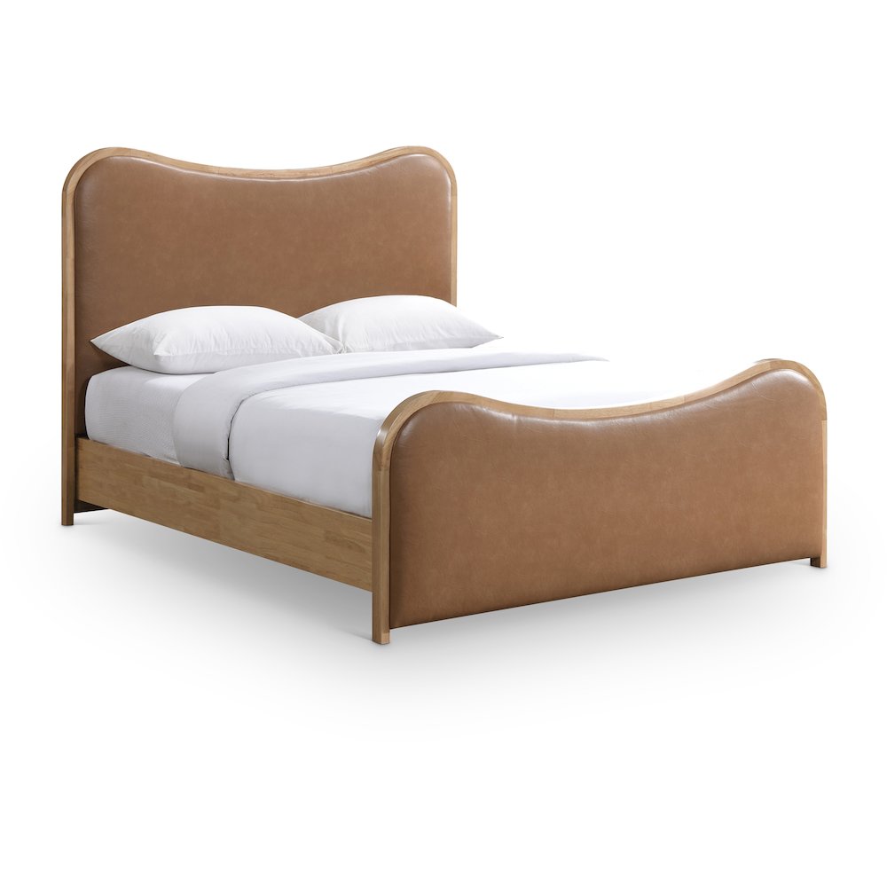 Arvada Cognac Vegan Leather Upholstered Full Bed (3 Boxes)